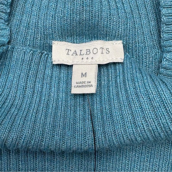 NWT Talbots Ribbed Mock Neck Sweater Size M Medium Ocean Blue Long Sleeve - Picture 7 of 9